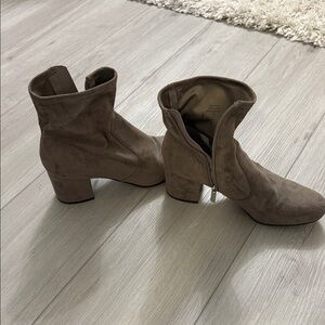 Unisa Taupe Suede Block Heel Ankle Boots
